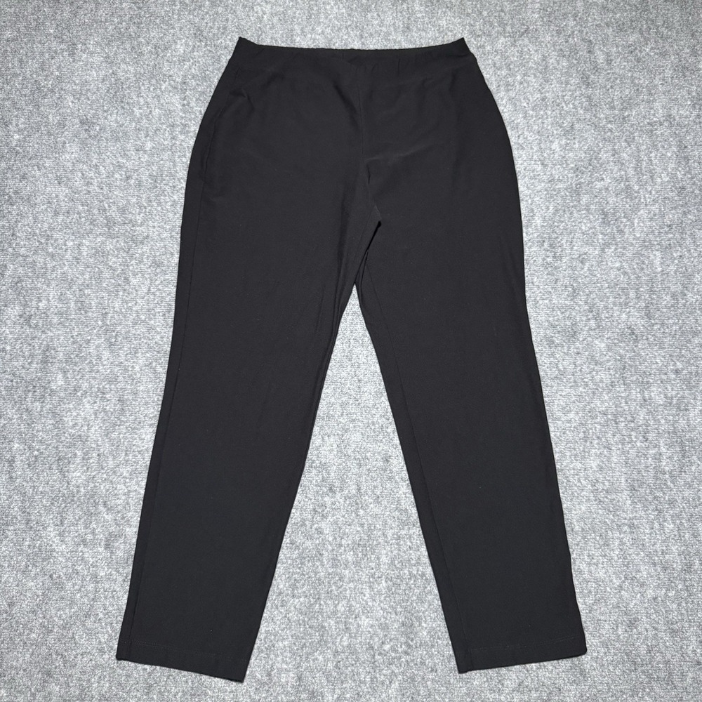 Eileen Fisher Pull On Pants Women M Viscose Nylon Stretch Black Minimalist